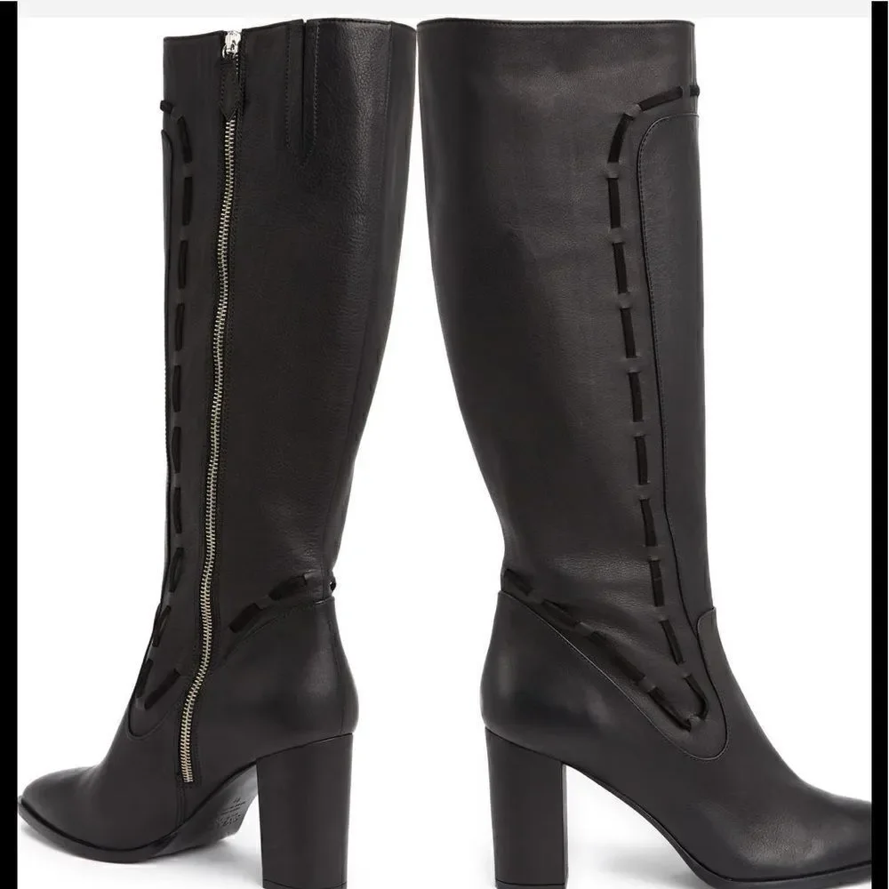 Sylven New York Women’s straps tall  leather  boot in black Sz 11, new in box